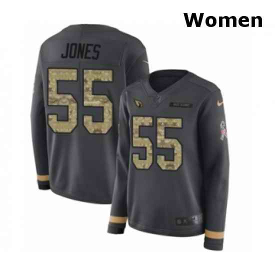 Womens Nike Arizona Cardinals 55 Chandler Jones Limited Black Salute to Service Therma Long Sleeve NFL Jersey